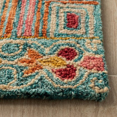 Handmade Red and Multicolor Wool Tufted Area Rug