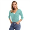 Clearlove Women's Cropped Bolero Cardigan – 3/4 Sleeve V-Neck Basic Classic Casual Button Down Knit Soft Sweater Top - 2 of 4