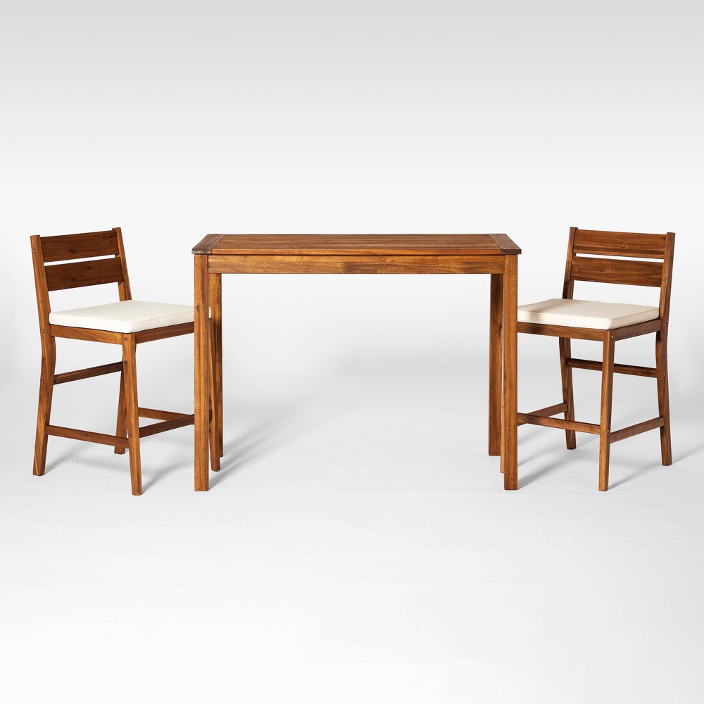 3pc Acacia Counter Heigh Dining Group Brown Saracina Home