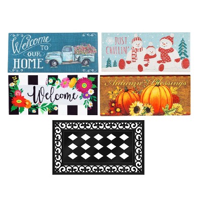 Evergreen Flag Sassafras Doormat All Seasons Set of 5 Interchangeable Mats and Tray