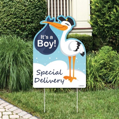 Big Dot of Happiness Boy Special Delivery - Baby Shower Decorations - Blue It's A Boy Stork Baby Announcement & Welcome Yard Sign