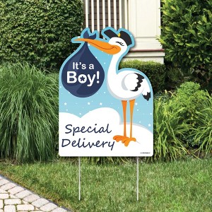 Big Dot of Happiness Boy Special Delivery - Baby Shower Decorations - Blue It's A Boy Stork Baby Announcement & Welcome Yard Sign - 1 of 4