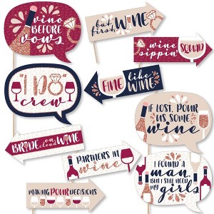 Big Dot of Happiness Funny Vino Before Vows - Winery Bridal Shower or Bachelorette Party Photo Booth Props Kit - 10 Piece - 1 of 4