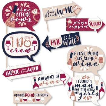 Big Dot of Happiness Funny Vino Before Vows - Winery Bridal Shower or Bachelorette Party Photo Booth Props Kit - 10 Piece