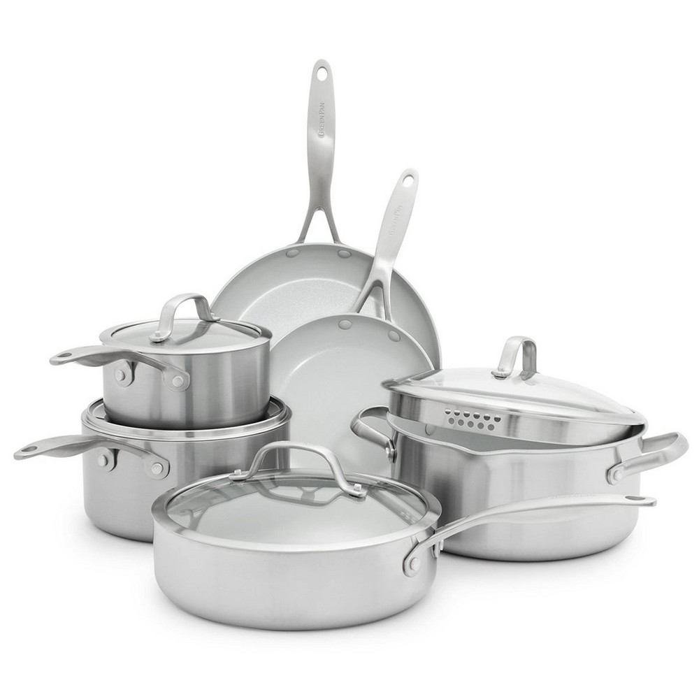 UPC 885837012958 product image for Greenpan Venice Pro Tri-Ply Stainless Steel Ceramic Non Stick 10pc Cookware Set  | upcitemdb.com