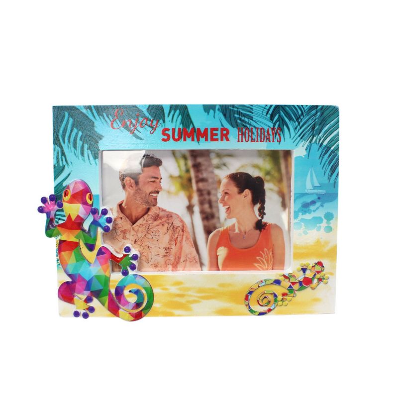 Beachcombers 8" Resin 4x6 Gecko Square Picture Frame Photo Holder for Wall Shelf or Tabletop Decor Decoration, 1 of 3