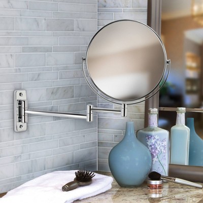 8" Chrome Steel Wall Mounted Double Sided Vanity Mirror