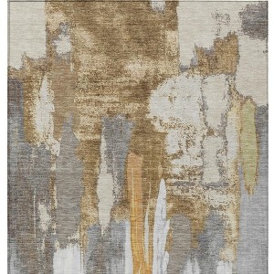 Ivory And Gold Abstract Washable Indoor Outdoor Area Rug - 1 of 4