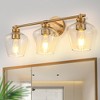 YANSUN 22 in. Gold 3-Light Vanity Light for Bathroom with Clear Glass Shade and No Bulbs Included - 2 of 4