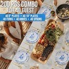 Trendables 200 Pc Botanical Dinnerware Set for 40 Guests | Blue Floral Plates & Gold Silverware | Fancy Disposable Tableware - 2 of 4