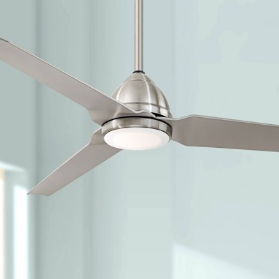 54" Brushed Nickel Silver Blade LED Ceiling Fan with Remote