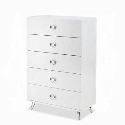 NicBex 5 Drawers Dresser for Bedroom,Chest of Drawers with Ring Pull Handles,Modren Freestanding Dresser,Storage Dressers for Bedroom,White