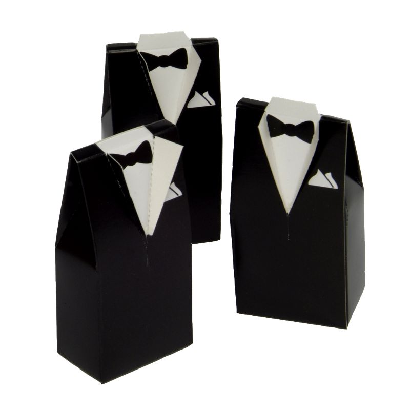 25ct Tuxedo Shaped Wedding Favor Boxes White, 1 of 3