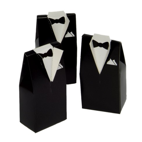 25ct Tuxedo Shaped Wedding Favor Boxes White - image 1 of 2