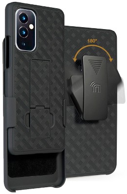Nakedcellphone Case with Stand and Belt Clip Holster for OnePlus 9 - Black