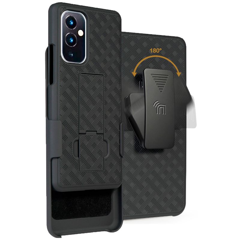 Nakedcellphone Case with Stand and Belt Clip Holster for OnePlus 9 - Black, 1 of 11