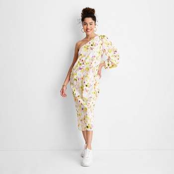 Women's Floral Print One Shoulder Sleeveless Midi Dress - Future Collective™ with Gabriella Karefa-Johnson White