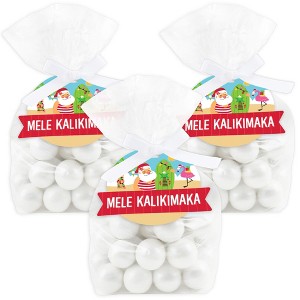 Big Dot of Happiness Tropical Christmas - Beach Santa Holiday Party Clear Goodie Favor Bags - Treat Bags With Tags - Set of 12 - 1 of 4