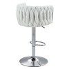 Lyngins 360° Swivel Counter Height Bar Stools Set of 2, Silver Metal & Fabric Swivel Bar Stools, Adjustable Counter Height Bar Chairs with Woven Back - 2 of 4