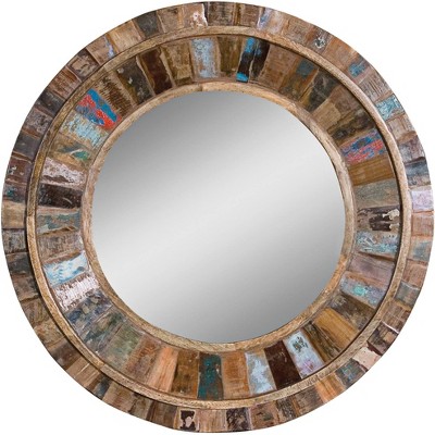 Uttermost Jeremiah 32" Round Reclaimed Wood Wall Mirror