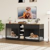 Double Dog Crate Furniture, Large Wooden Dog House with 4 Drawers - 4 of 4