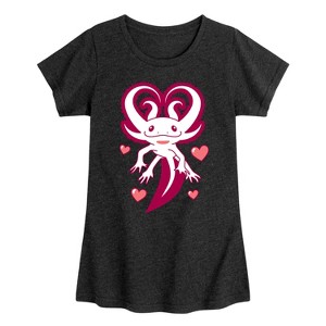 Girls' - Instant Message - Axolotl Heart Fins Fitted Short Sleeve Graphic T-Shirt - 1 of 4