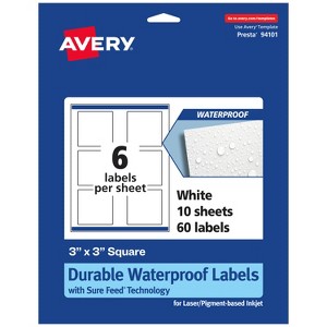 Avery Waterproof Square Labels, 3" x 3", 60 - 1 of 4