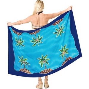 LA LEELA Women's Summer Bikini Wraps Beach Wrap Swimwear Cover up Skirt Bathing suit Swimsuit Sarong Coverups for Women One Size Blue, Tree - 1 of 4