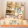 AENKYO 4-Tier Kids Bookshelf and Toy Storage Organizer Wooden Bookcase with Display Ledges & Storage Bin, Natural MDF - 3 of 4