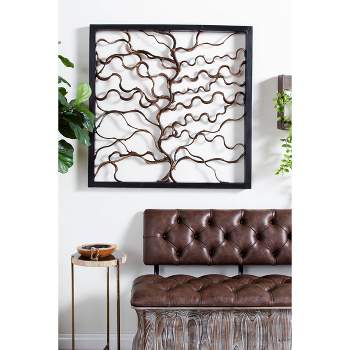 Wood Tree Branch Wall Decor with Black Frame Brown - Olivia & May