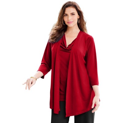 Catherines Women's Plus Size Dream Drape Cardigan And Tank Duet