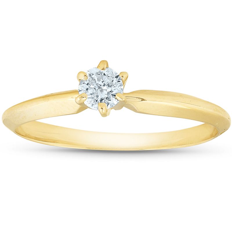 Pompeii3 14k Yellow Gold 1/5ct Round Solitaire Diamond Engagement Ring, 1 of 6