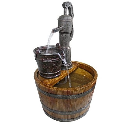 Rustic Farmhouse Cistern Well Pump Barrel Garden Fountain