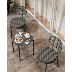 3 Piece Outdoor Bistro Set, Patio Rattan Bistro Set with Coffee Table, Front Porch Chairs Wicker Conversation Set for Lawn, Garden, Balcony, Backyard - 1 of 4