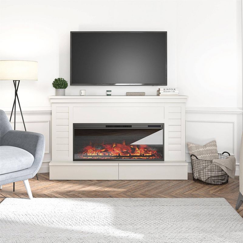 Hennepin Wide Shiplap Mantel with Linear Electric Fireplace White - Room &#38; Joy, 4 of 11