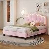 Twin/Full Size Upholstered Platform Bed with Adjustable Headboard and LED Light, White/Pink-ModernLuxe - 2 of 4