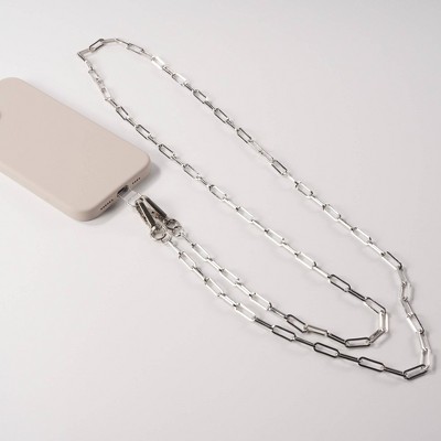 Hello Lux Paper Clip Chain Phone Crossbody Strap - Silver