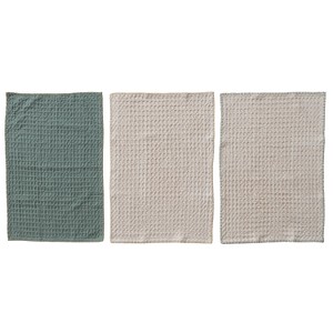 Storied Home 3-Piece Waffle Weave Tea Towels with Blanket Stitch Edge, Multicolor - 1 of 2