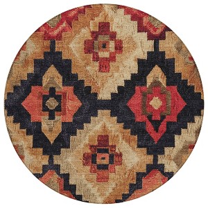 Rust And Charcoal Aztec Washable Indoor Outdoor Area Rug - 1 of 4