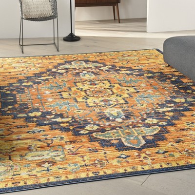 Bohemian Bliss Orange Medallion 8' x 10' Easy-Care Area Rug