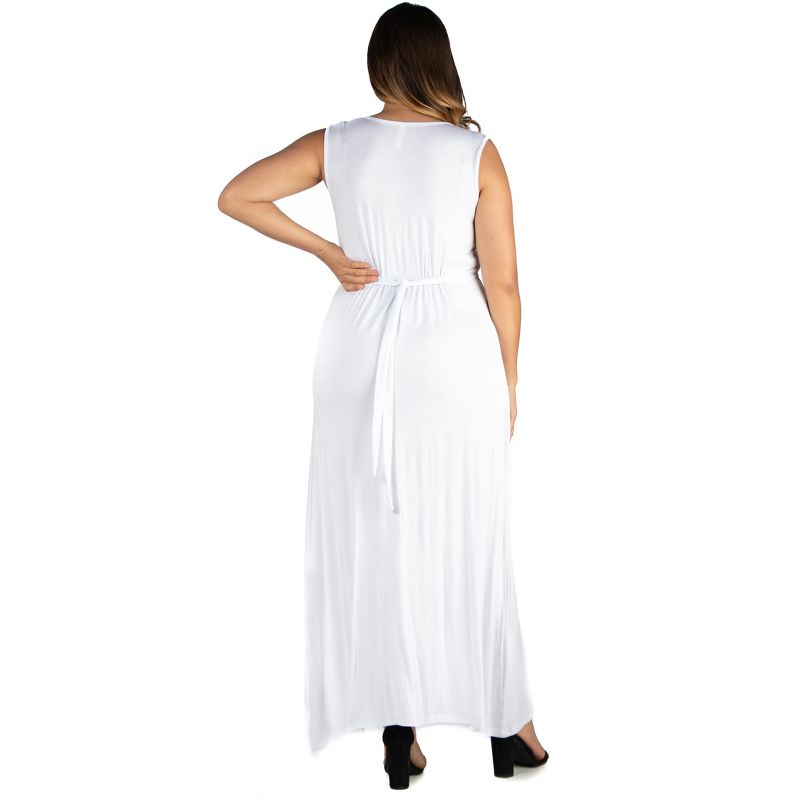 24seven Comfort Apparel Sleeveless Empire Waist Plus Size Maxi Dress, 3 of 5