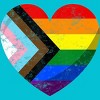 Design By Humans Retro Modern Pride Flag Heart By T-Shirt - Ocean Blue - Medium - 2 of 2