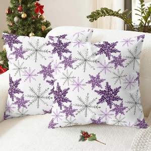 Christmas Throw Pillow Covers Decorative 18 X 18 Inches Pack of 2 Purple Grey - 1 of 4