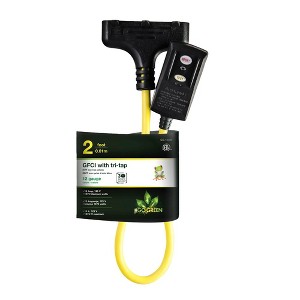 GoGreen Power (GG-12402) 12/3 SJTW 2' Portable 3-Outlet In-line Ground Fault Circuit Interrupter (GFCI),Yellow - 1 of 4