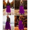 Women's Tulle Fairy Midi Skirt - A-Line Tiered Long Skirt with High Elastic Waist Purple - 2 of 4