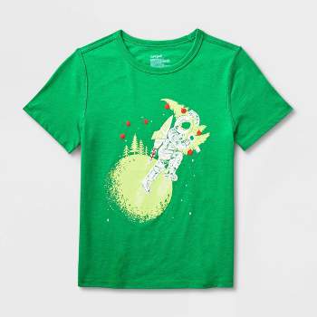 Kids' Adaptive Short Sleeve 'Space' Holiday Graphic T-Shirt - Cat & Jack™ Green