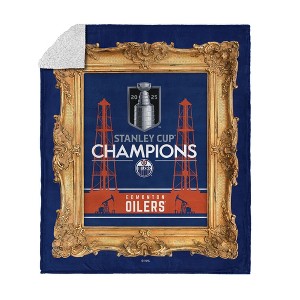 NHL Edmonton Oilers 2025 Stanley Cup Champs Portrait Silk Touch Faux Shearling Throw Blanket - 1 of 4