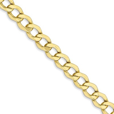 Black Bow Jewelry 5.25mm, 10k Yellow Gold Hollow Curb Link Chain Necklace