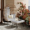 Wicker Egg Chair with Ottoman, Rattan Egg Chairs 2-Piece Set with Cushion and Footrest - 4 of 4