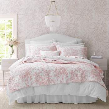 Laura Ashley 7pc King Bramble Floral 100% Cotton Comforter Sham Bonus Set  Green : Target